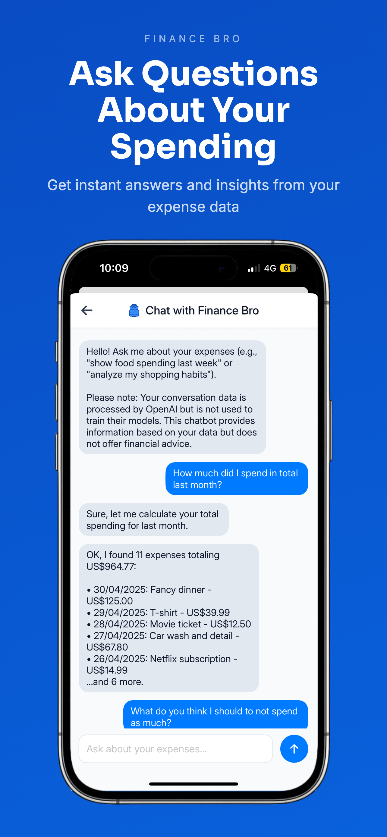 AI chat to ask questions about your spending